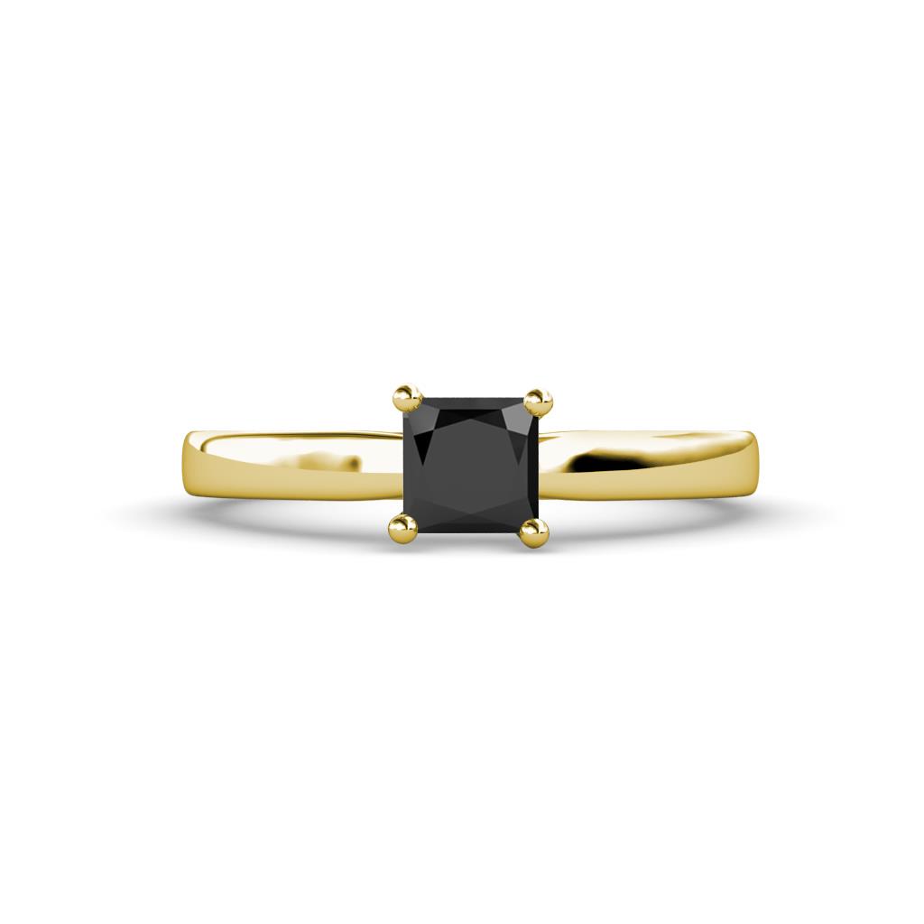 Annora Princess Cut Black Diamond Solitaire Engagement Ring 