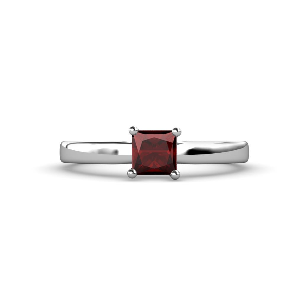 Annora Princess Cut Red Garnet Solitaire Engagement Ring 