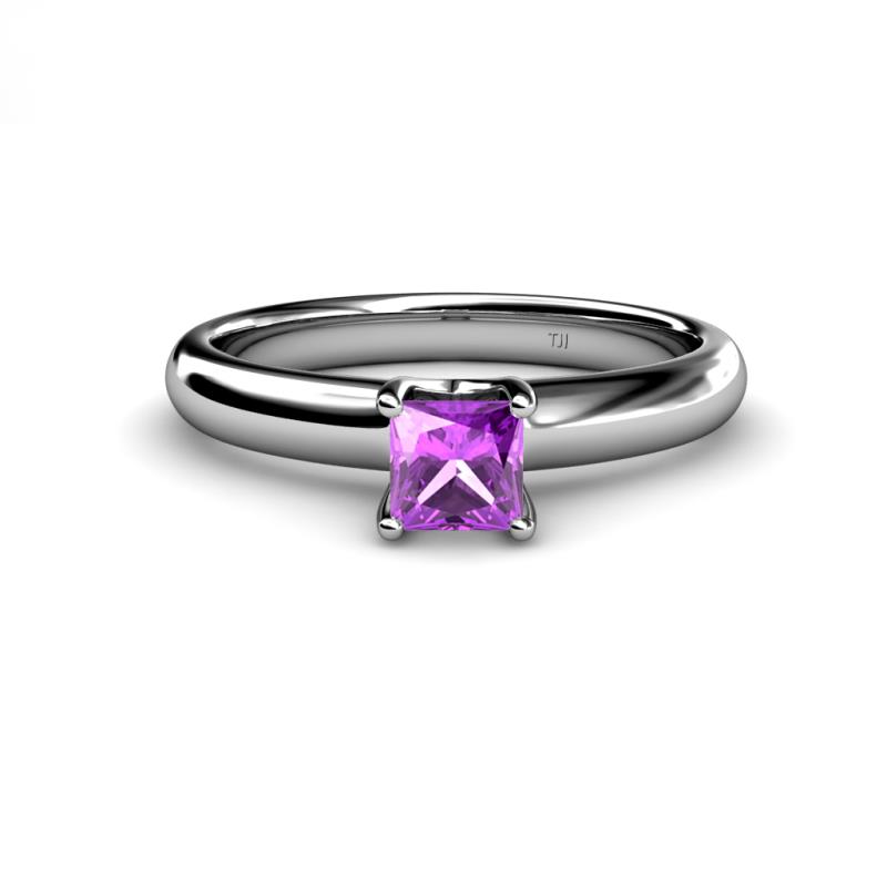 Bianca Princess Cut Amethyst Solitaire Engagement Ring Princess Cut Amethyst Womens Solitaire Engagement Ring ct K White Gold