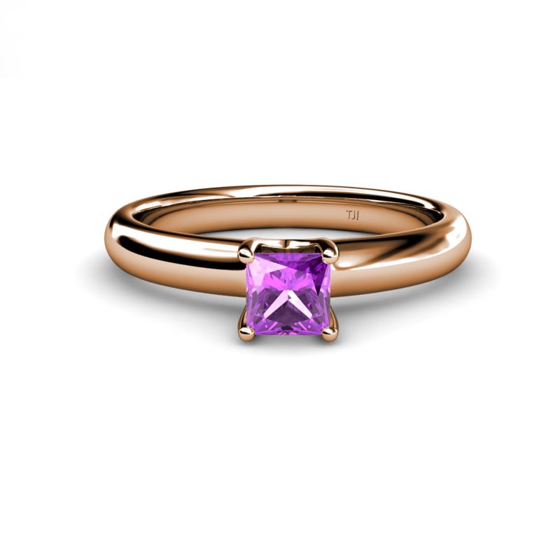Bianca Princess Cut Amethyst Solitaire Engagement Ring 