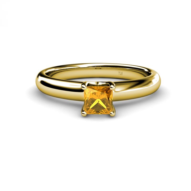 Bianca Princess Cut Citrine Solitaire Engagement Ring 