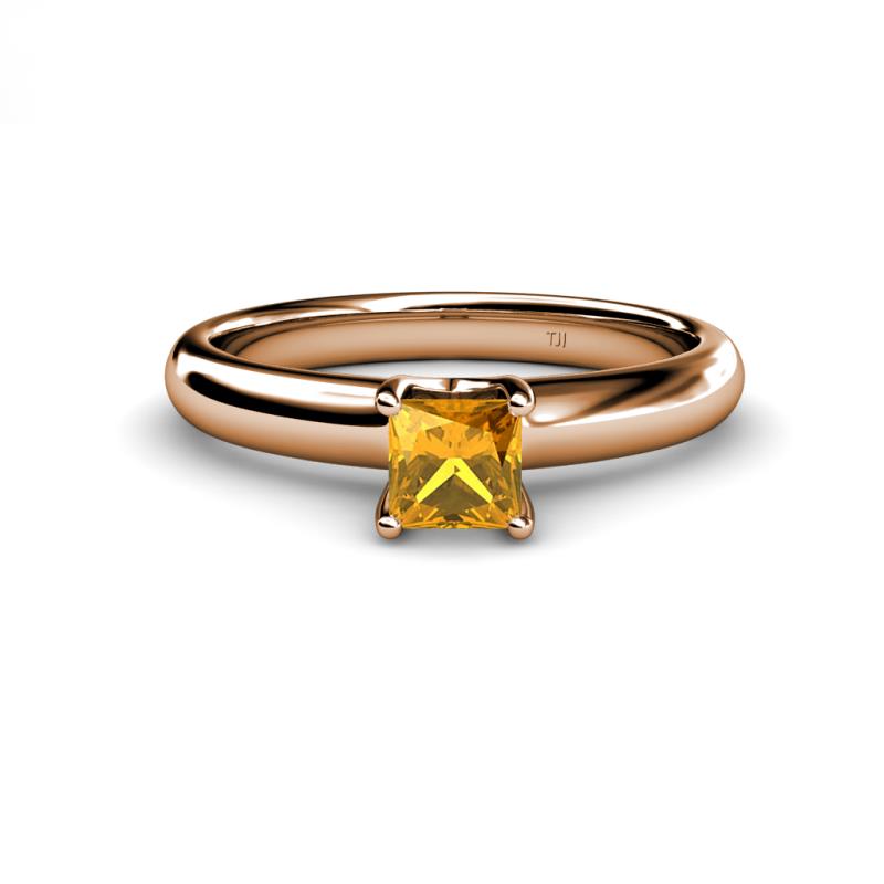 Bianca Princess Cut Citrine Solitaire Engagement Ring 