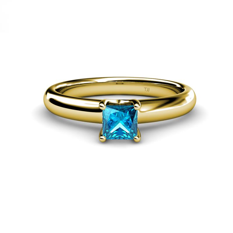 Bianca Princess Cut Blue Diamond Solitaire Engagement Ring 