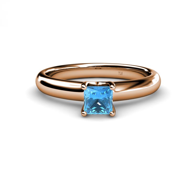 Bianca Princess Cut Blue Topaz Solitaire Engagement Ring 