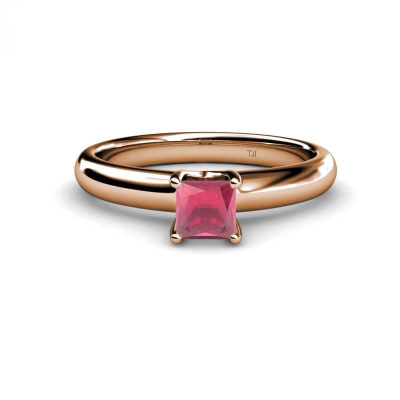 Bianca Princess Cut Rhodolite Garnet Solitaire Engagement Ring 