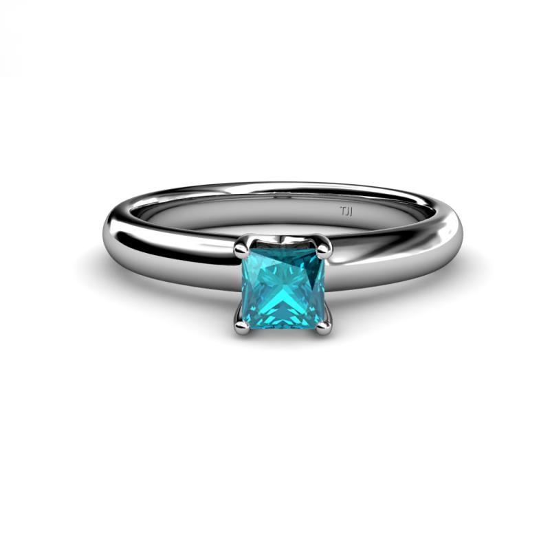 Bianca Princess Cut London Blue Topaz Solitaire Engagement Ring 