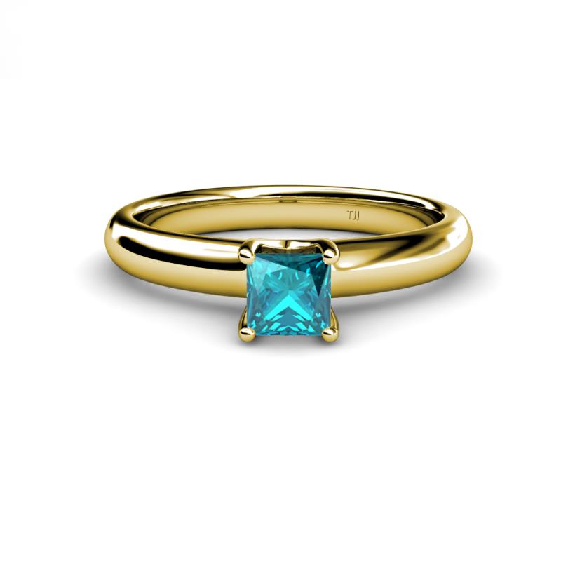 Bianca Princess Cut London Blue Topaz Solitaire Engagement Ring 