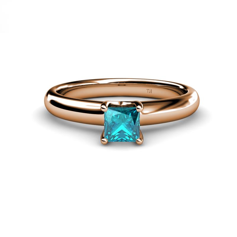 Bianca Princess Cut London Blue Topaz Solitaire Engagement Ring 