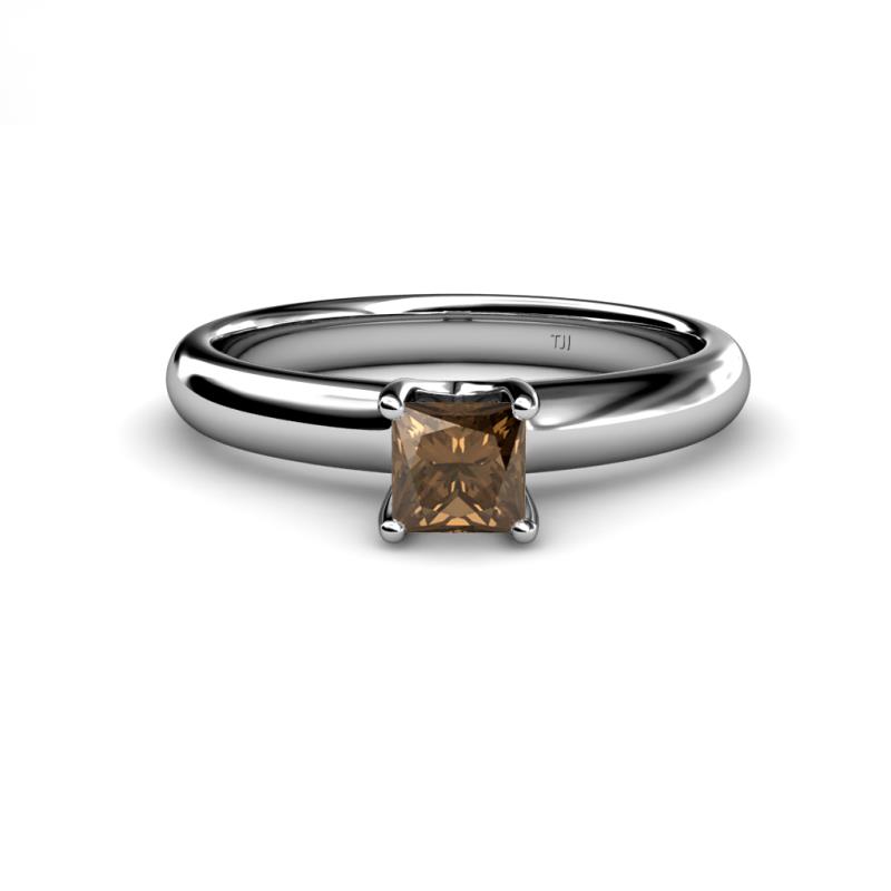 Bianca Princess Cut Smoky Quartz Solitaire Engagement Ring 