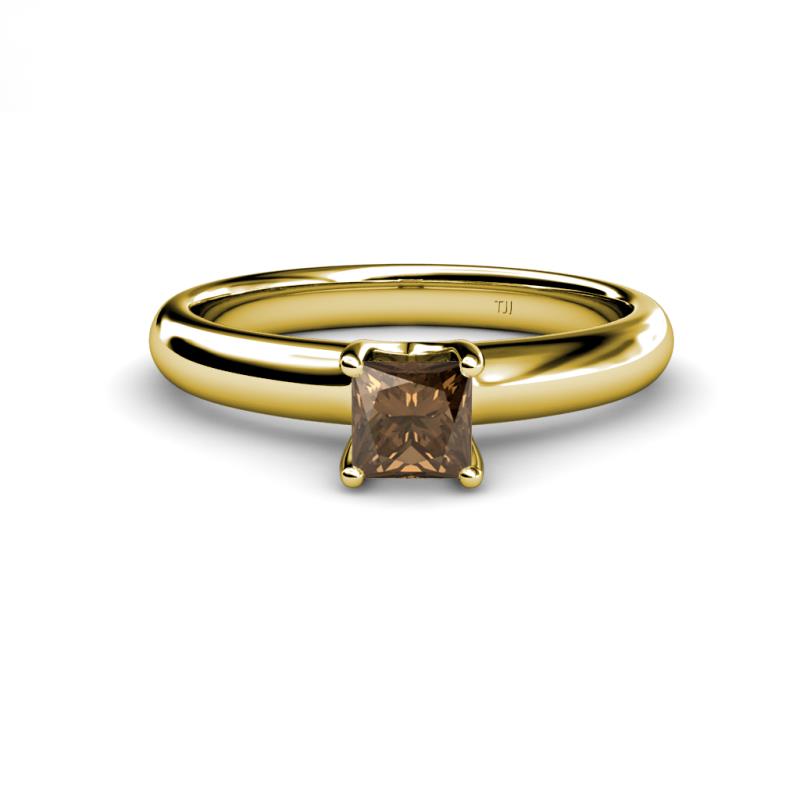 Bianca Princess Cut Smoky Quartz Solitaire Engagement Ring 