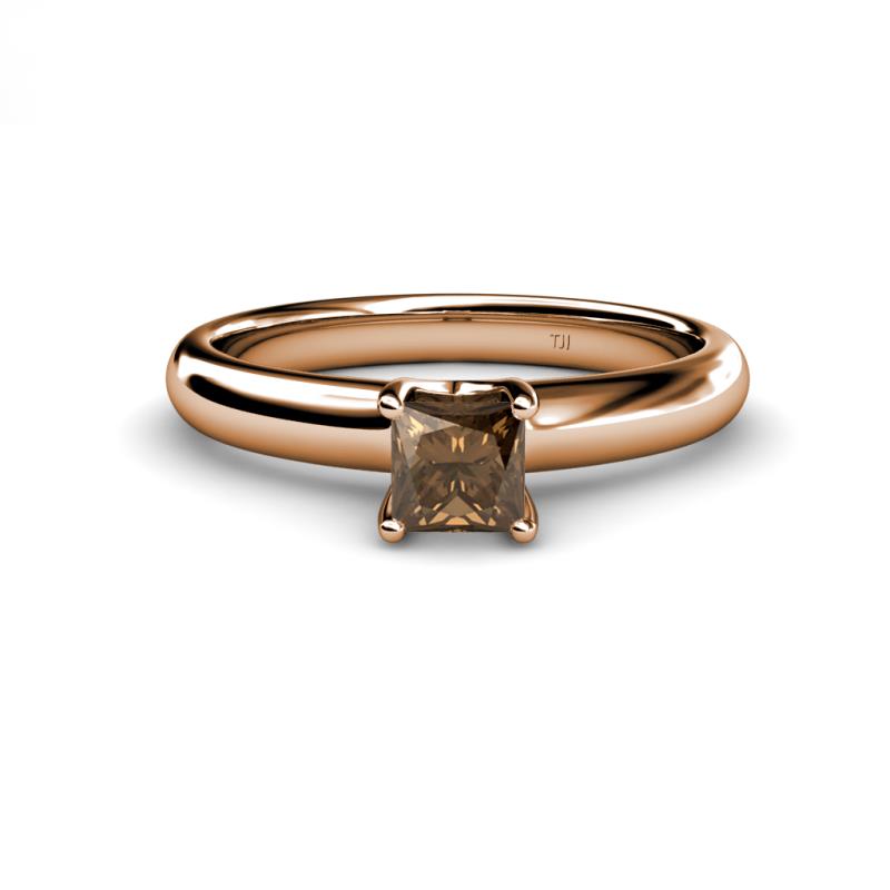 Bianca Princess Cut Smoky Quartz Solitaire Engagement Ring 