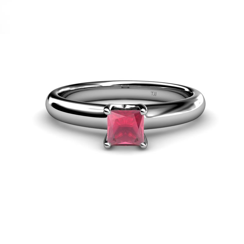 Bianca Princess Cut Rhodolite Garnet Solitaire Engagement Ring 