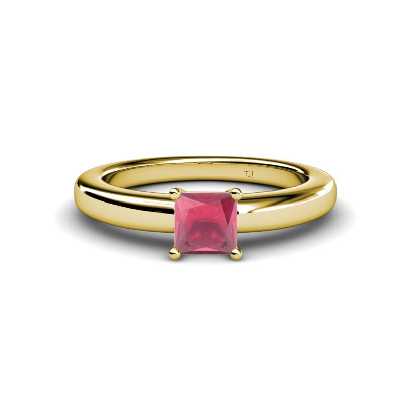 Kyle Princess Cut Rhodolite Garnet Solitaire Engagement Ring 