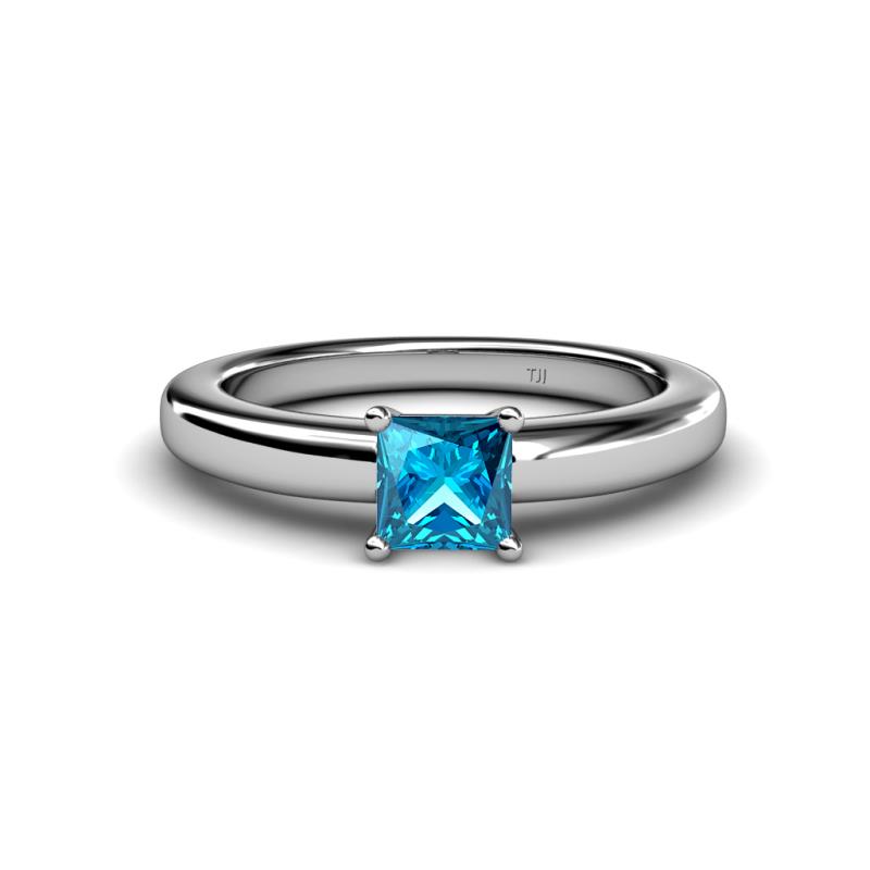 Kyle Princess Cut Blue Diamond Solitaire Engagement Ring 