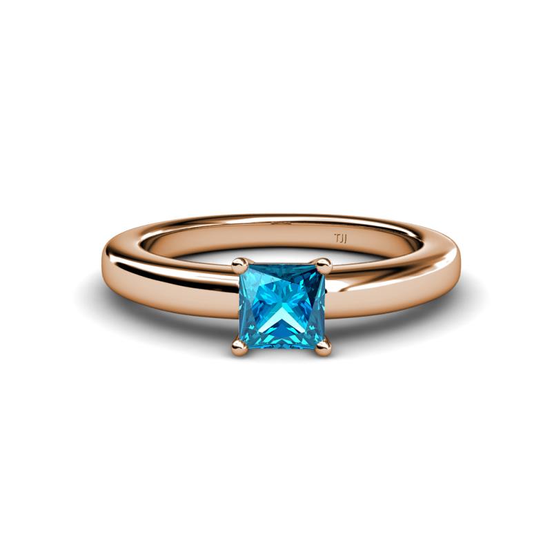 Kyle Princess Cut Blue Diamond Solitaire Engagement Ring 