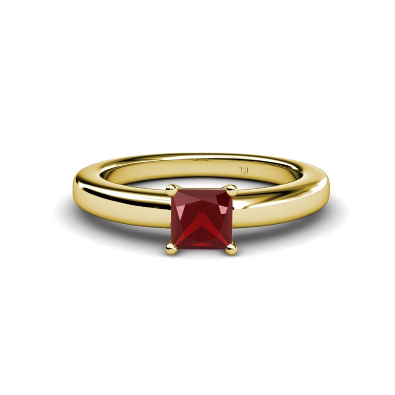 Kyle Princess Cut Red Garnet Solitaire Engagement Ring 