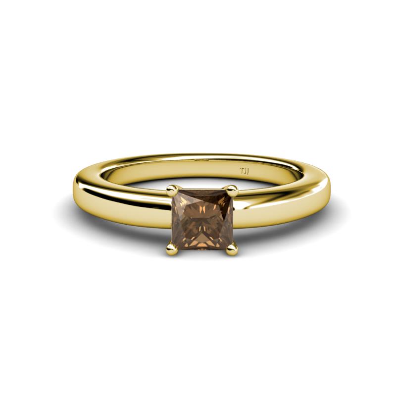 Kyle Princess Cut Smoky Quartz Solitaire Engagement Ring 