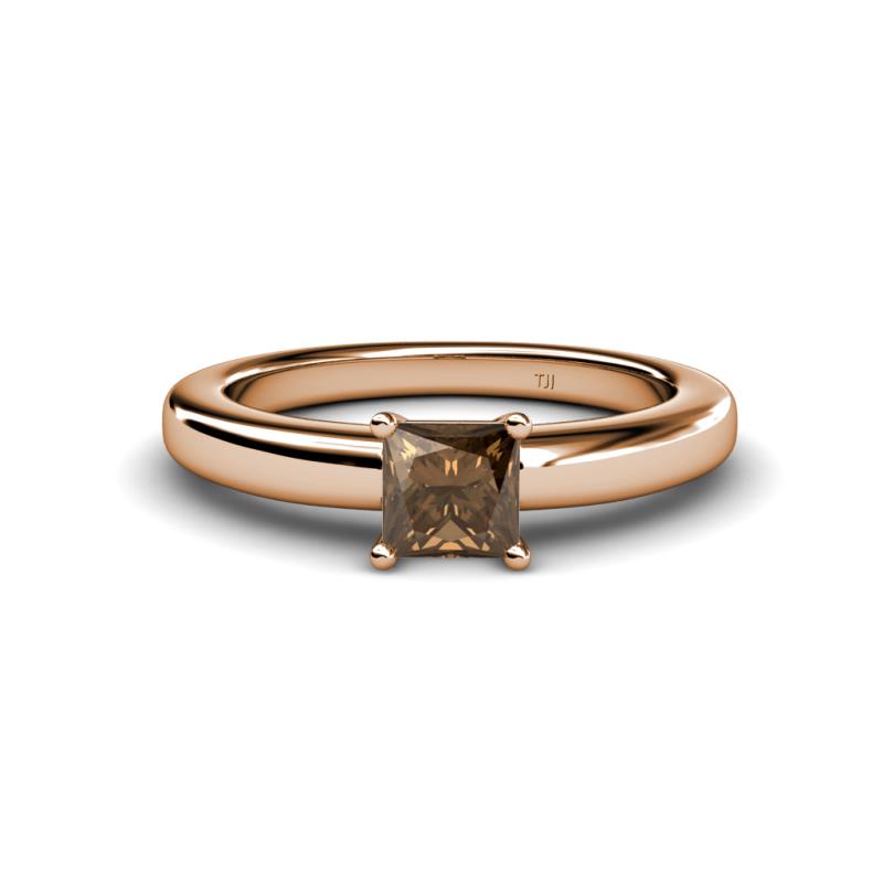 Kyle Princess Cut Smoky Quartz Solitaire Engagement Ring 
