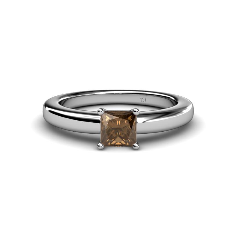 Kyle Princess Cut Smoky Quartz Solitaire Engagement Ring 