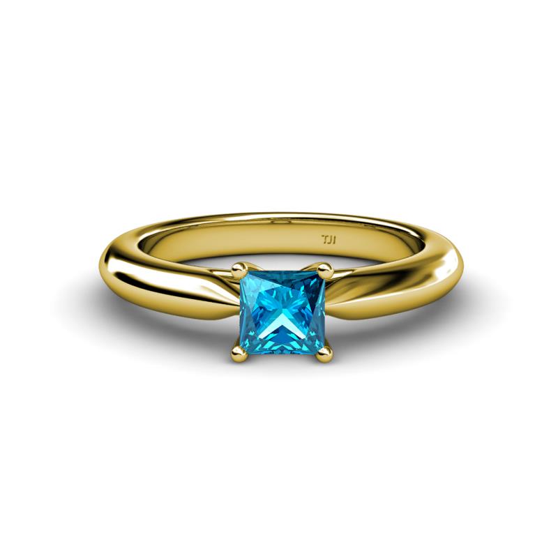 Akila Princess Cut Blue Diamond Solitaire Engagement Ring 