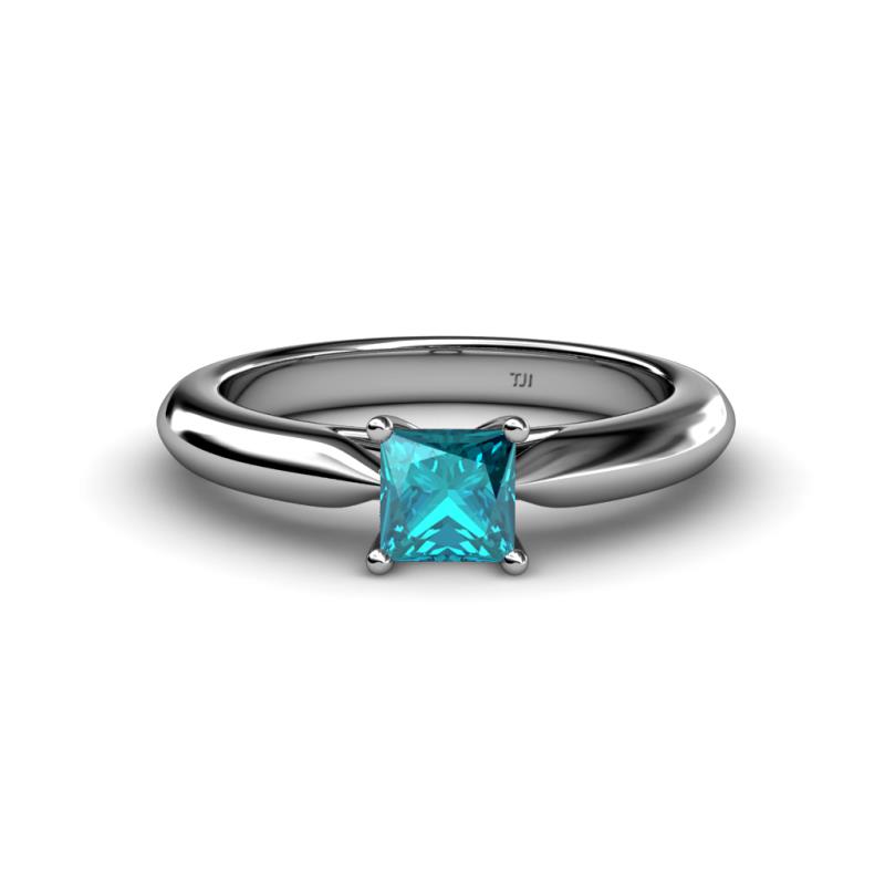Akila Princess Cut London Blue Topaz Solitaire Engagement Ring 