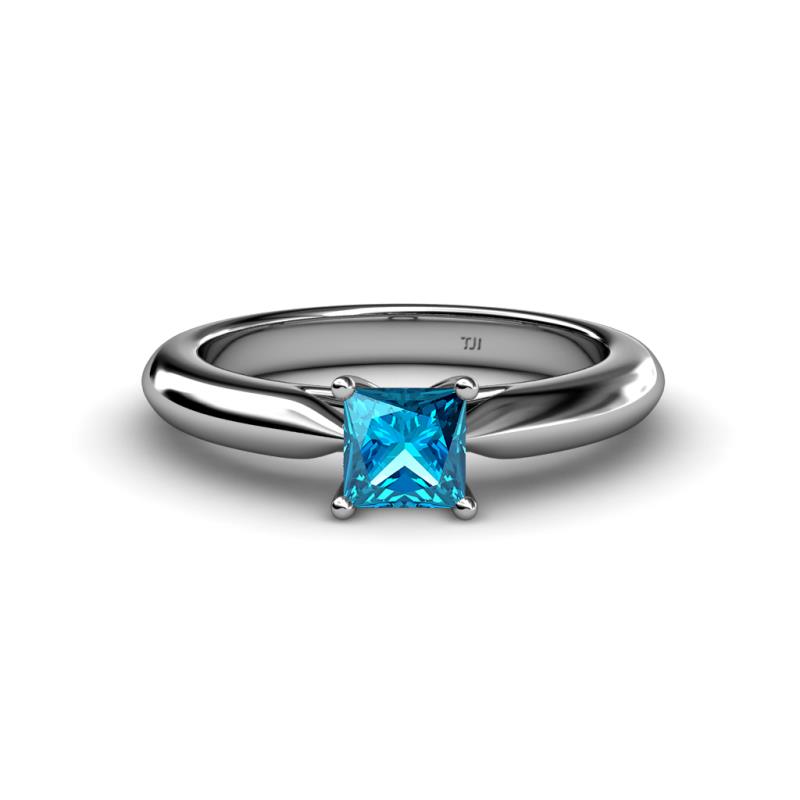 Akila Princess Cut Blue Diamond Solitaire Engagement Ring 