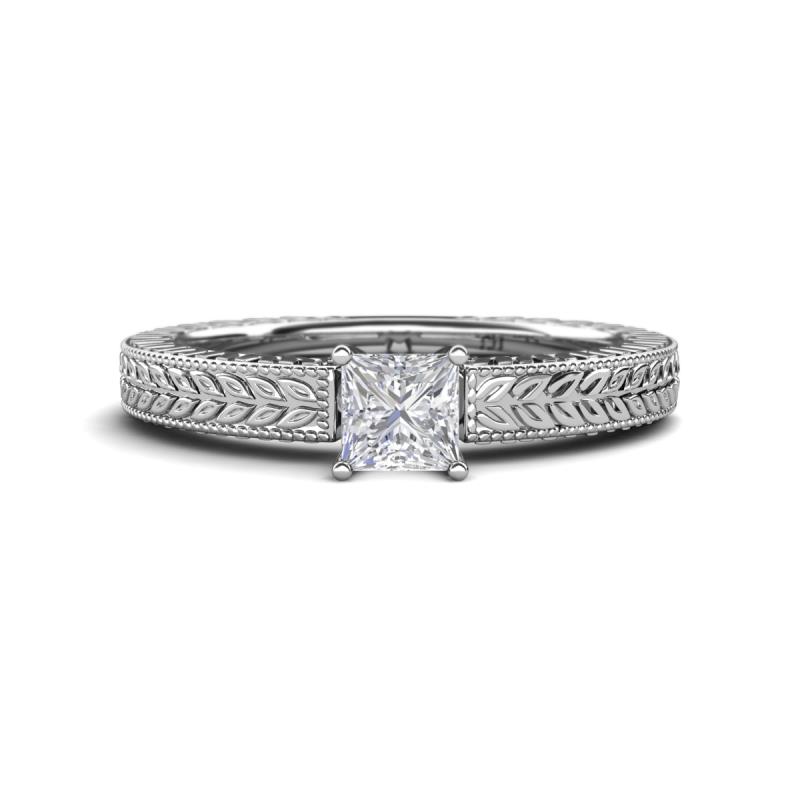 Kaelan 5.50 mm Princess Cut White Sapphire Solitaire Engagement Ring 