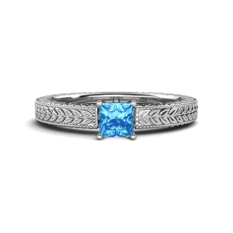Kaelan 6.00 mm Princess Cut Blue Topaz Solitaire Engagement Ring 