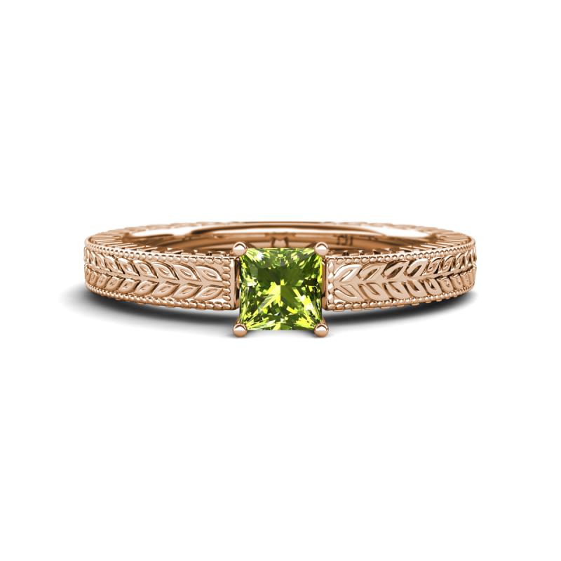 Kaelan 6.00 mm Princess Cut Peridot Solitaire Engagement Ring 