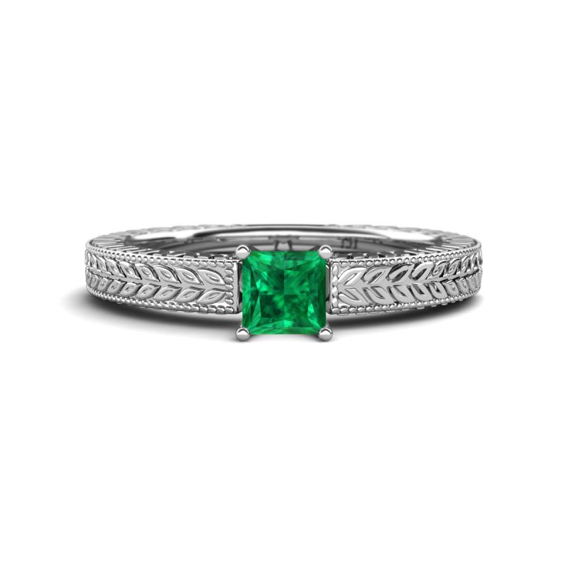 Kaelan 6.00 mm Princess Cut Lab Created Emerald Solitaire Engagement Ring 