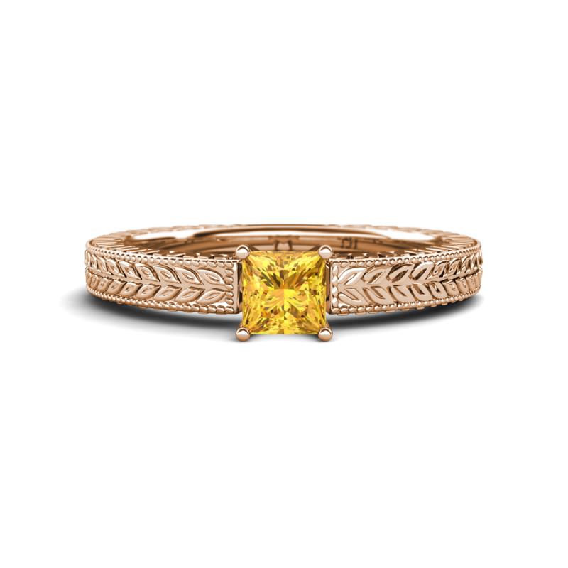 Kaelan 6.00 mm Princess Cut Citrine Solitaire Engagement Ring 