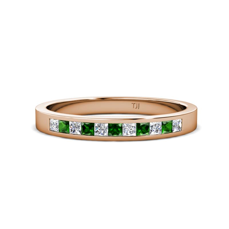 Aaryn 2.00 mm Green Garnet and Diamond 11 Stone Wedding Band 
