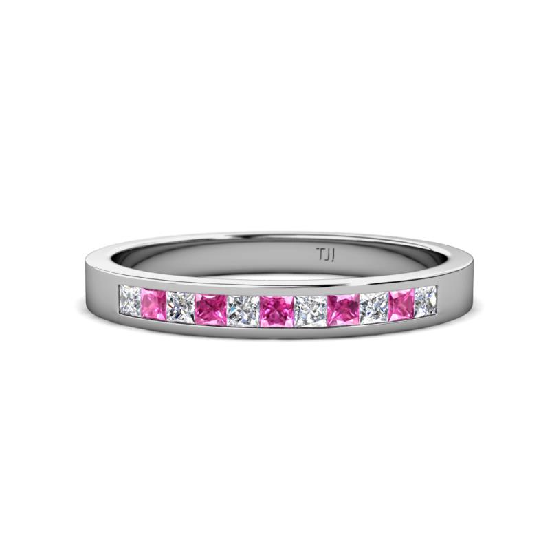 Aaryn 2.00 mm Pink Sapphire and Diamond 11 Stone Wedding Band 