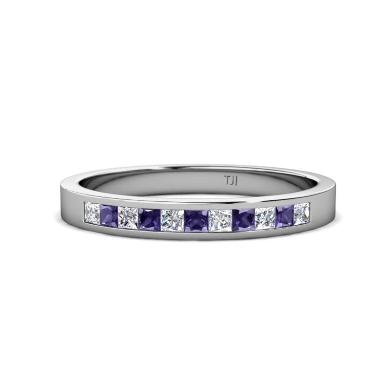Aaryn 2.00 mm Iolite and Diamond 11 Stone Wedding Band 