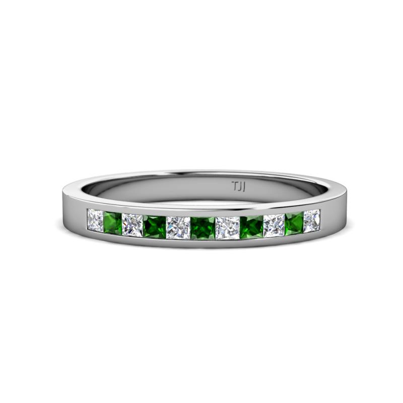 Aaryn 2.00 mm Green Garnet and Diamond 11 Stone Wedding Band 