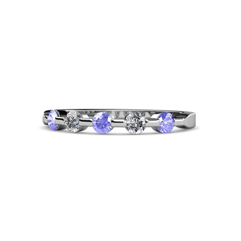 Keva 3.00 mm Tanzanite and Diamond 5 Stone Wedding Band 