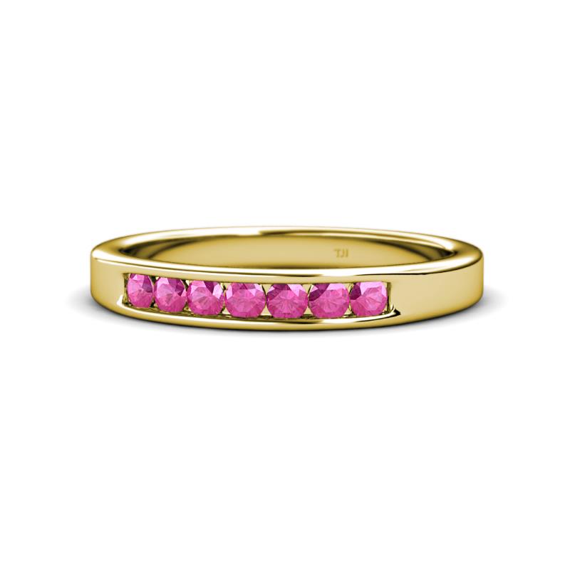 Kathiryn 2.70 mm Pink Sapphire 7 Stone Wedding Band 
