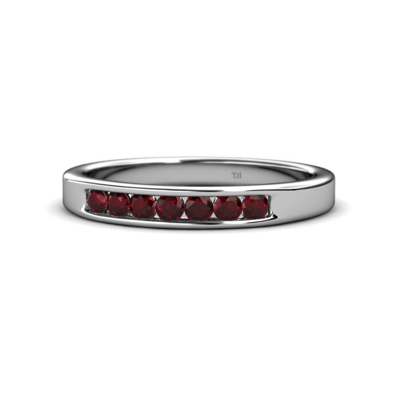Kathiryn 2.70 mm Red Garnet 7 Stone Wedding Band 