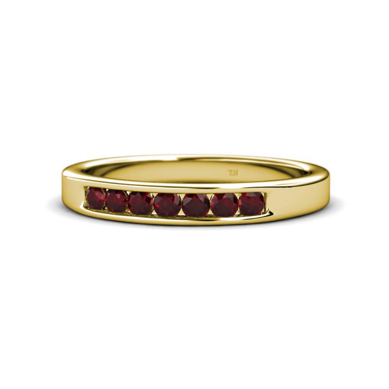 Kathiryn 2.70 mm Red Garnet 7 Stone Wedding Band 