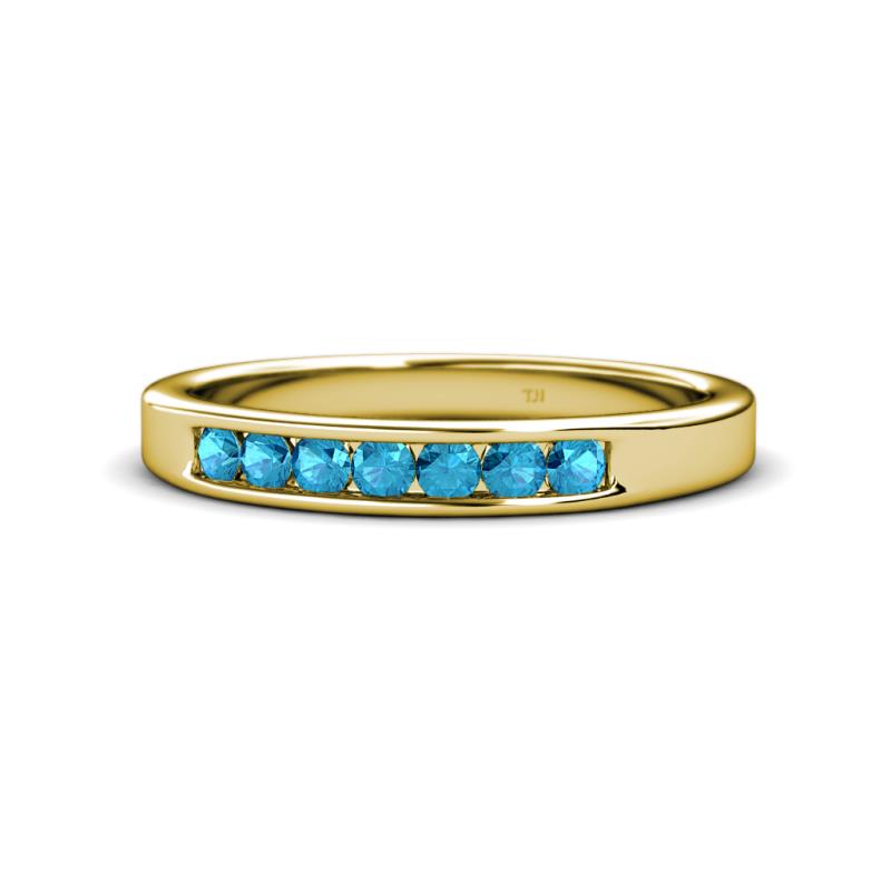 Kathiryn 2.70 mm London Blue Topaz 7 Stone Wedding Band 