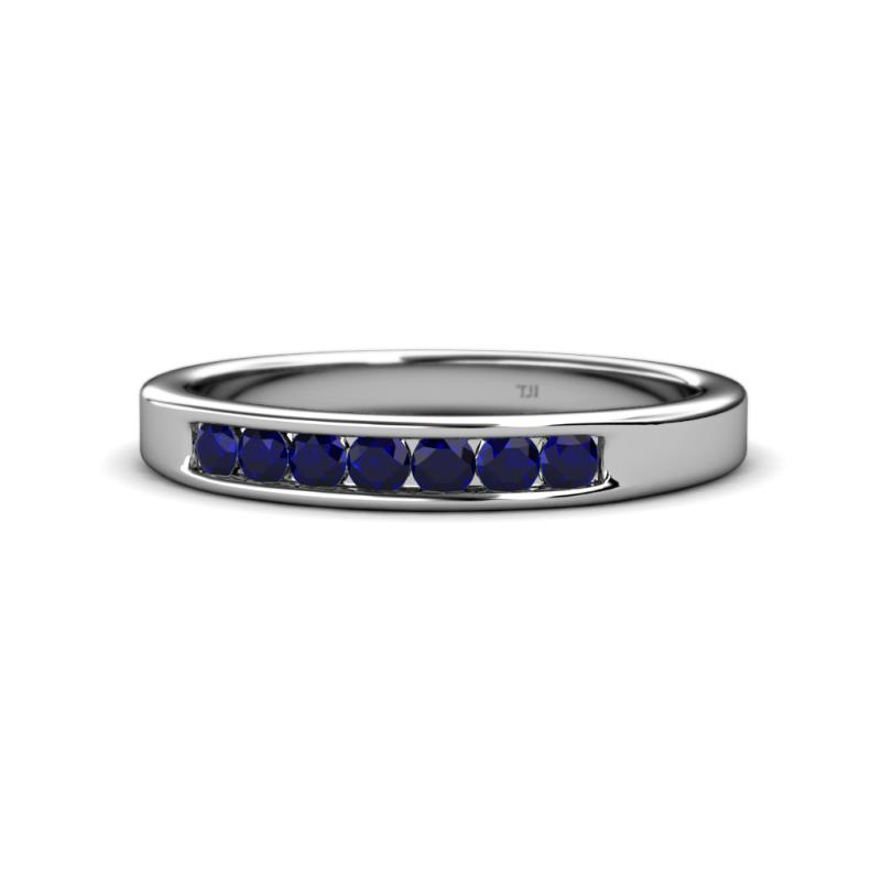 Kathiryn 2.70 mm Blue Sapphire 7 Stone Wedding Band 