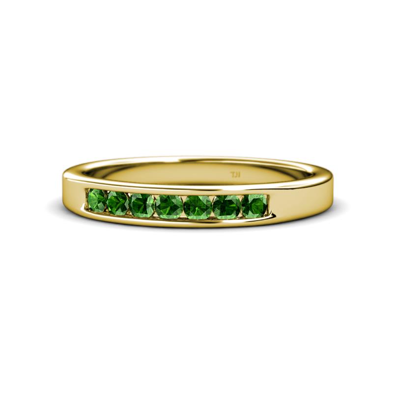 Kathiryn 2.70 mm Green Garnet 7 Stone Wedding Band 