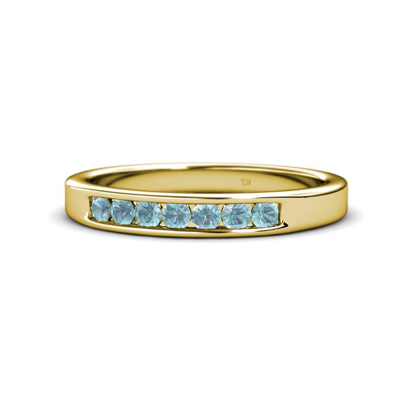 Kathiryn 2.70 mm Aquamarine 7 Stone Wedding Band 