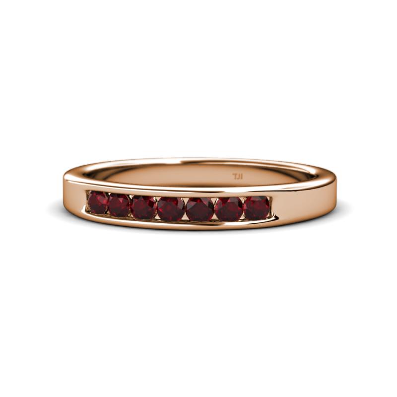 Kathiryn 2.70 mm Red Garnet 7 Stone Wedding Band 