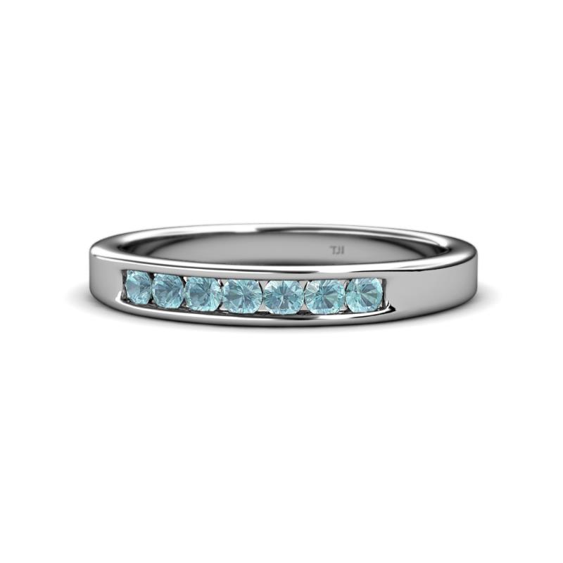 Kathiryn 2.70 mm Aquamarine 7 Stone Wedding Band 