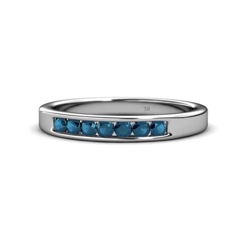 Kathiryn 2.70 mm Blue Diamond 7 Stone Wedding Band 
