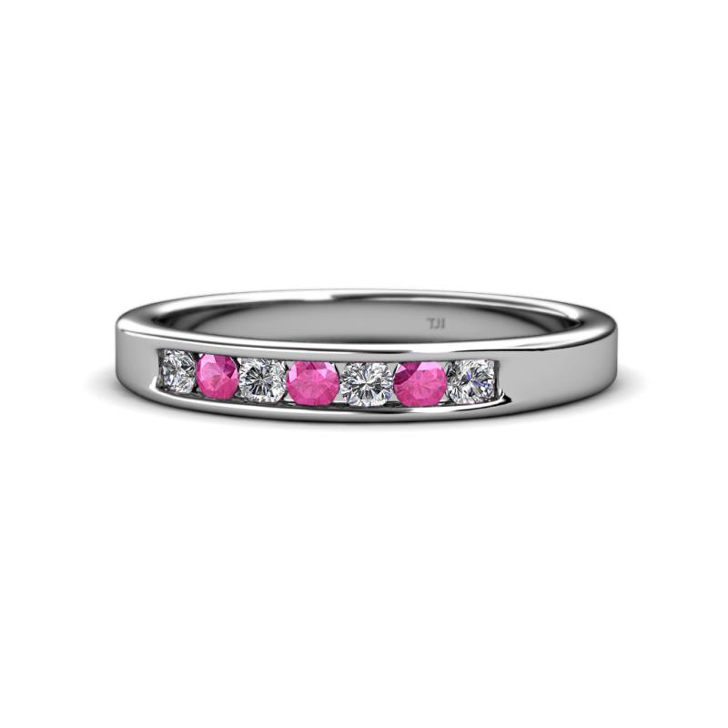 Kathiryn 2.70 mm Pink Sapphire and Diamond 7 Stone Wedding Band 