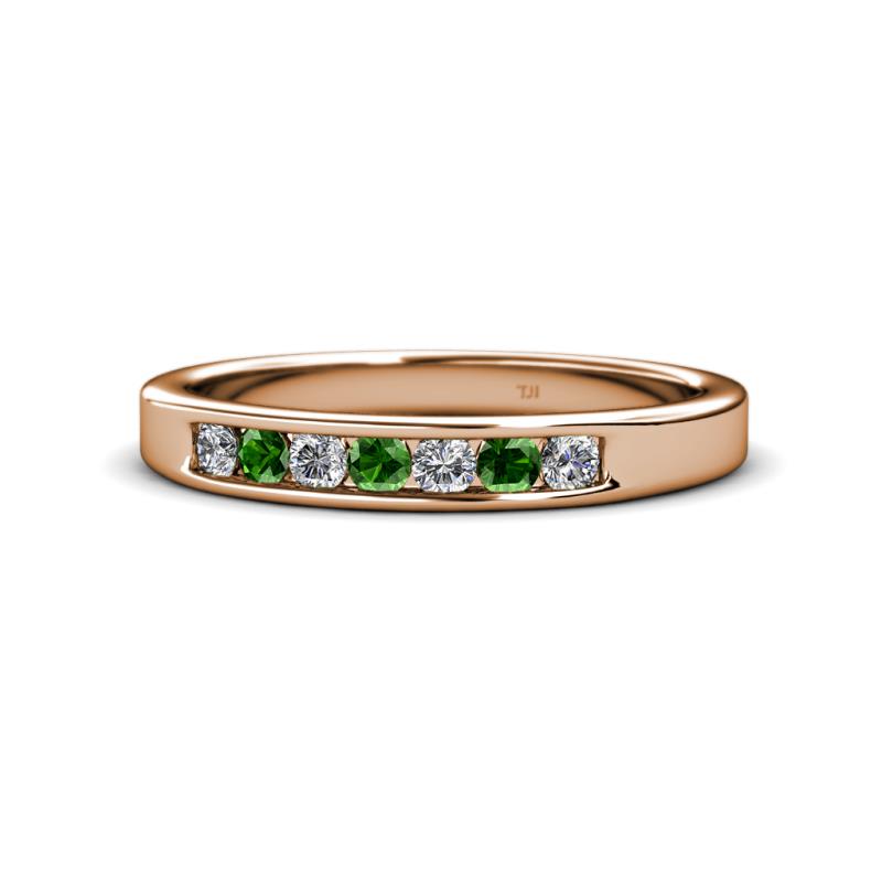 Kathiryn 2.70 mm Green Garnet and Diamond 7 Stone Wedding Band 