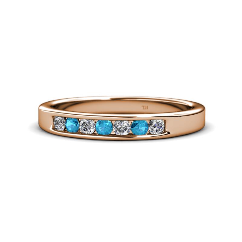 Kathiryn 2.70 mm London Blue Topaz and Diamond 7 Stone Wedding Band 