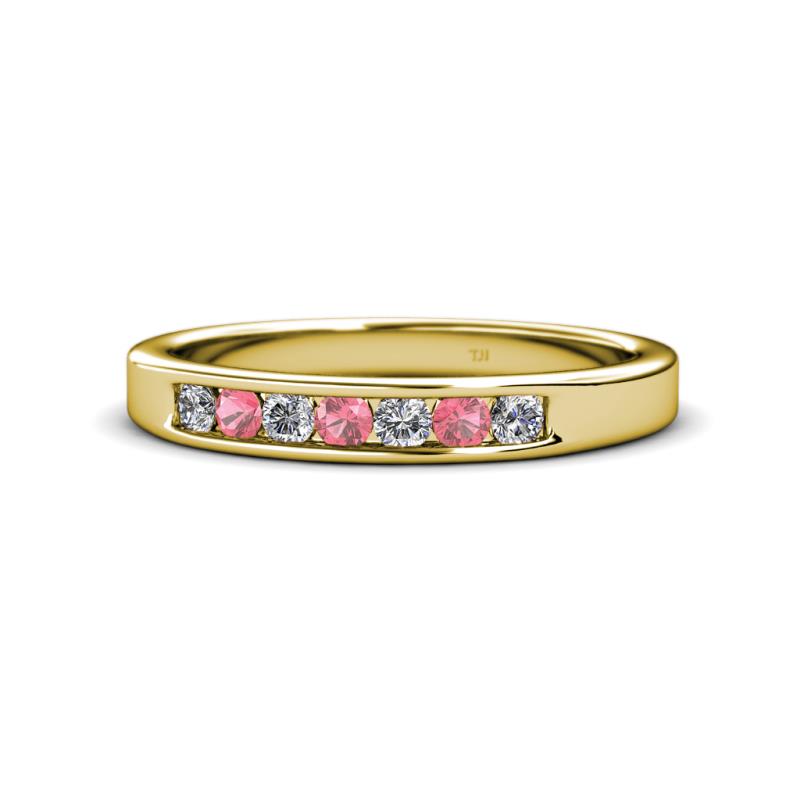 Kathiryn 2.70 mm Pink Tourmaline and Diamond 7 Stone Wedding Band 
